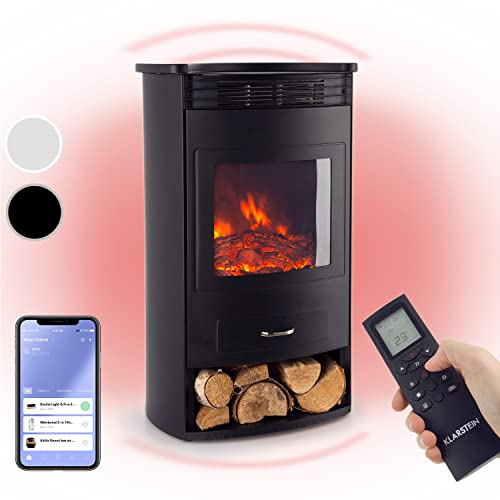 Klarstein Elektrokamin, Elektro für Wohnzimmer & Innenräume, Elektrischer Kamin mit LED Flammen, Fernbedienung, Heizlüfter mit Timer, Einstellbarer Thermostat, Heizung 1900 W