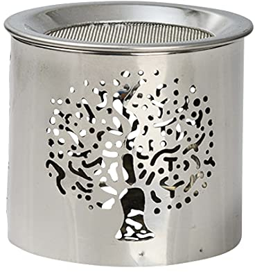 NKlaus bruciatore di incenso in acciaio argento lucido Altezza: 6cm Modalità operativa tea light con setaccio per incenso 10905