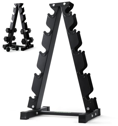 PhysKcal Dumbbell Rack Heavy Duty Steel 350kg Load Bearing, 5-Tier Weights Storage Dumbbell Stand, Dumbbell Tree Stand Weights Holder for Home Gym Exercise Fitness Equipment