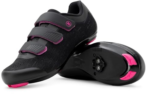 Tommaso Pista 100 Knit Stilvolle Damen Fahrradschuh, Indoor Cycling Peloton Ready Atmungsaktiv Leicht Fahrradschuh Bundle mit Kompatible Cleat, Look Delta, SPD Schwarz, Rosa, Weiß,pink, 39 EU