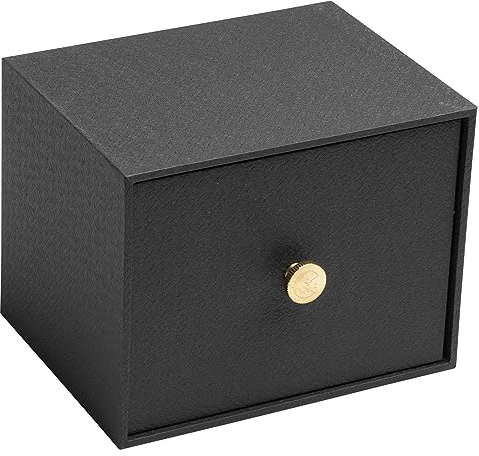 Exacompta - Réf. 78601E - Boîte photos à tiroir Office By Me avec 4 intercalaires - pour classement de fiches A6 ou de photos 11x15cm ou 10x15cm - recouverte de papier effet textile noir