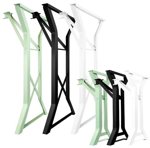 Natural Goods Berlin Juego de 2 Soportes en Forma de Y para Muebles de Tienda de Cerveza (Blanco, 43 x 23 cm), Patas Plegables de Metal para Banco de Cerveza, Estable para jardín, terraza y Camping