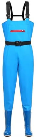 Watstiefel PVC-Wathose Mit Stiefeln Für Damen, Leichte, Wasserdichte Wathose Für Angeln Und Jagen, Rutschfest Und Atmungsaktiv(Blue,40 EU)