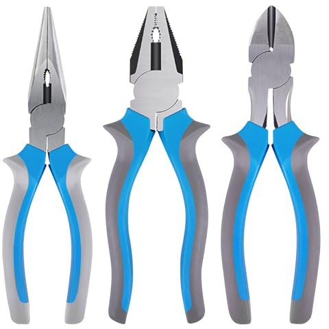 Juego de alicates, alicates combinados de 3 piezas con tornillo de tornillo de 6 pulgadas, alicates diagonales de 6 pulgadas, alicates de punta de 6 pulgadas, juego de alicates para bricolaje,