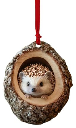 Décorations de Noël Animal Ornement Acrylique 2D Interieur Boules de Noel Arbre de Noël Motif Animal Personnalisable Décoration à Suspendre Animale, Hibou écureuil hérisson (A06-B, One Size)