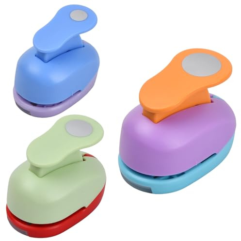 Amexo Round Paper Punch Set, 3 Round Motif Punches, Circle Punches, Children's Round Motif Hole Punch for DIY Scrapbooking Crafts (8 mm/16 mm/25 mm)