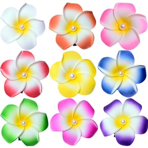 SIRLOMU Barrettes à cheveux en forme de fleurs, Hawaïennes, prunes, bohémiennes tropicales, fêtes de femmes, fêtes de plage, ensemble de 9 pièces