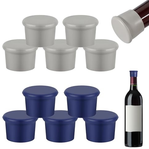 10 tappi in silicone, tappi a corona, adatti per bottiglie con apertura di circa 1,2-1,3 pollici, riutilizzabili, grigi, blu