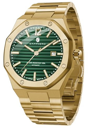 SAPPHERO Herren Uhr Mechanische Automatik Uhren für Mann Datum Luxus Analog 50 Meter Wasserdicht Business Sport Edelstahlband Geschenke