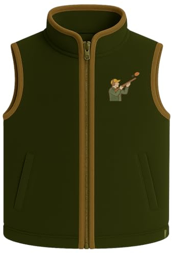 Clay Pigeon Shotgun Embroidered Gilet for Adults – Farm Bodywarmer – Zip-Up Vest – Navy or Green