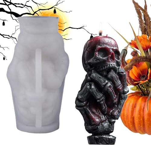 Opdestn Stampo per Candele a Teschio di Halloween | Stampo per Candele Profumate a Forma di Teschio | per Colata Resina Epossidica e Aromaterapia per Regali Unici