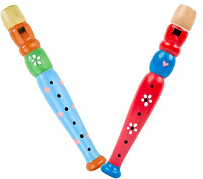 CIYODO Giocattoli Musicali Flauto in Legno 6 Fori per Bambini 2 Pezzi Giocattolo Educativo Superficie Liscia Regalo Compleanno Colorato e Divertente Colore Casuale