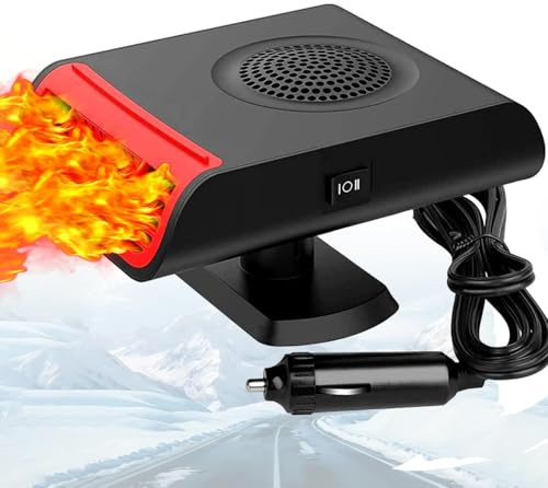 Leaflai Calefacción para coche de 12 V, portátil, 150 W, se conecta al encendedor de cigarrillos, ventilador de calefacción/refrigeración 2 en 1, descongelante de parabrisas para todos los coches