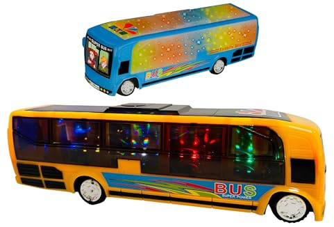 Leksaksbuss Ljud Musik Stor Buss 26 Pullman Leksak Barn Ljus Ljud Rörelse Mysterium Bump & Go Skolan Buss Buss Multifunktionell Skala 1:16, Blandade Färger Slumpmässig Färg