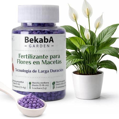 Fertilizante para Flores - Abono para Plantas Profesional de Interior (130g). Con Cuchara Medidora, Tecnología de Larga Duración (3 Meses) y Bajo en Cloro. (130 g.)