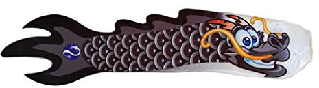 non-brand MagiDeal Manche à Air Serpentin de Carpe Dragon Chinois Décor Vent Suspendu Décor Vent Extérieur - Noir