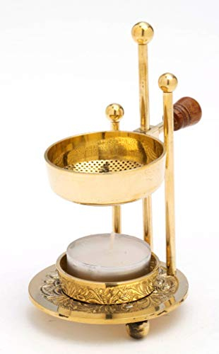 Esoterik-Versand Räucherstövchen aus Messing, Zylindrisch, Höhe 13 cm, Verräuchern von Kräutern und Harzen