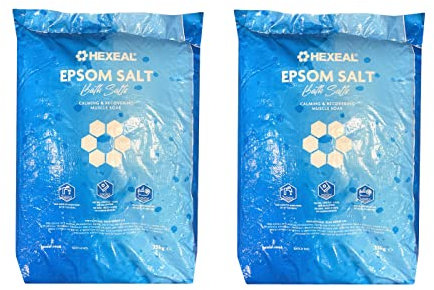 Hexeal Epsom Salt 50kg – 2 x 25kg Bags of Food Grade Magnesium Sulphate for Bathing, Gardening & Household Use – Suitable for Personal Care, Soil Enrichment, and More