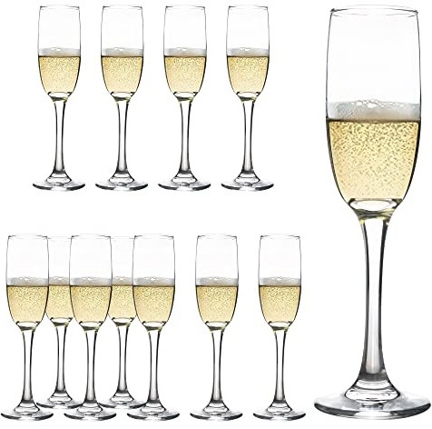 YARYOUNG Champagne Flute Glasses Set of 12, 6 Oz Classic Champagne Glass Set for Wedding, Birthday, Anniversary, Party