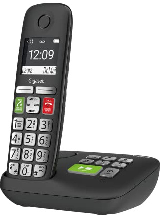 Gigaset E295A – Cordless Big Button Phone – Made in Germany – Big 2” Display – Extra Large Keys and Easy Usability – Call-Blocker – Phonebook up to 100 Contacts, Black