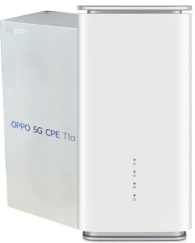 OPPO 5G CPE T1a Router mit SIM-Slot LTE Cat20 WiFi Hotspot Wi-Fi 6 AX1800, bis zu 4,07 Gbit/s, 4X4 MIMO, Verbindung von bis zu 32 Geräten, CTB04 entsperrt, Weiß