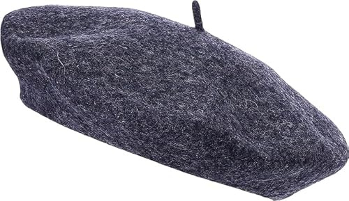 reshmena® Vuxen basker hatt kvinnor fransk stil ullbasker hatt vanlig klassisk färg basker hatt, unisex mjuk varm utomhus vintage konstnär hatt mössa unisex hatt, Träkol, en storlek