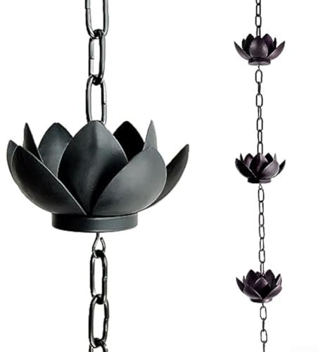 Outdoor Lotus Drainage Rain Chain Garden Decoration (5 Lotus) 1.2 Meters
