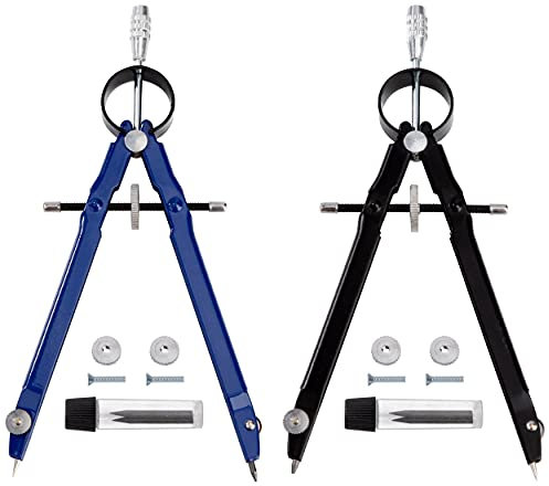 Compas de Précision, 2pcs Professionnel Compas Scolaire de Précision à Réglage Rapide en Métal, Boussole à Dessin pour La Géométrie, Élèves, Enseignants, Artistes, Architectes, Ingénieurs