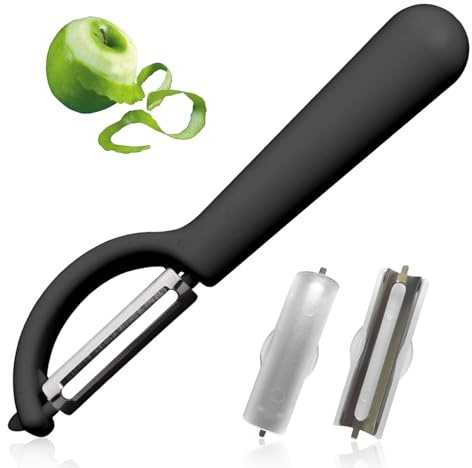 P-Schäler Tupper Set mit 2 Ersatzklingen,Universal Sparschäler für Gemüse &Obst,Ergonomischer Kartoffelschäler gurkenschäler,Müheloses Schälen,Spülmaschinenfest,Kompatibel mit Tupperware Küchengeräten