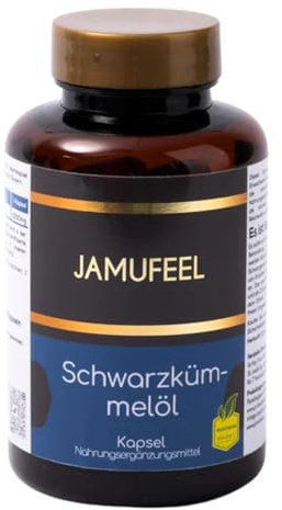 Jamufeel • Schwarzkümmelöl Kapseln • 1000mg pro Kapsel • 80 Weichkapseln • 40 Tage Vorrat • 100% Natürlich Kaltgepresst, reich an essentiellen Fettsäuren & Antioxidantien, laborgeprüft und helal