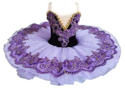Gonna tutù da Danza Classica per Bambine Abito da Balletto Lago dei Cigni Costume da Principessa Costume da Ballerina Costume da Competizione di Danza sul Palco Costume da Spettacolo (160)