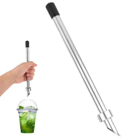1pcs Straw Puncher for Plastic Lids, Stainless Steel Straw Hole Puncher Punching Tools for Lemonade Stand Supplies Deli Container Cafe Drinks