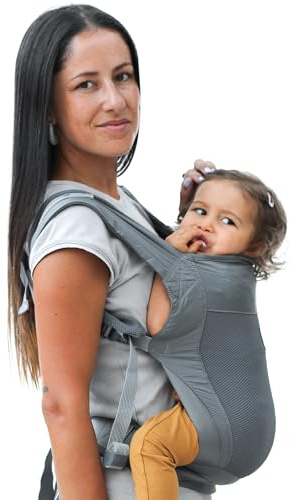 Beco Fly Ultralite Marsupio Neonati e Bambini – Compatto, Pieghevole e Leggero – Con Borsa da Trasporto, Posizione a M Ergonomica, Fronte Mamma e Zaino (7–20 kg) - Grigio