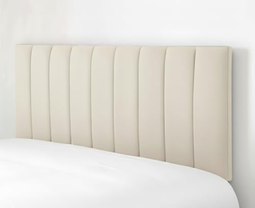 SK Stores Luxury Portland Headboard Elegant design Plush Velvet 20 Divan Bed | Upholstered Padded Headboard for Divan Beds, Bedroom and Hotel Furniture (4Ft 6in Double - Cream)
