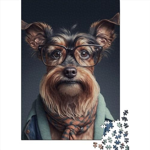 Rompecabezas de 500 Piezas con diseño de Perro Hipster Vestido, 6 Cuadrados, para Adultos, Rompecabezas de Madera, Juguete, decoración de Pared, 500 Piezas (52x38cm)