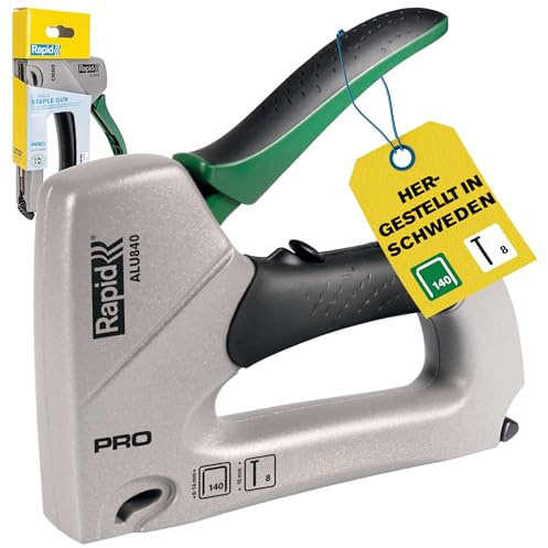 Rapid PRO ALU840 Graffatrice Manuale 2-in-1 per Graffe n. 140 e Chiodini n.8, Dotata di Impugnatura Ergonomica, Parti Interne in Acciaio e Regolatore di Forza a 2 Fasi (5001674)