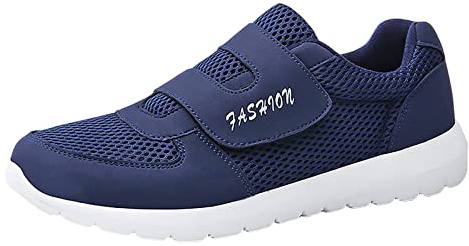 Zapatillas deportivas para hombre, transpirables, de verano, para diabéticos, extraanchas, ortopédicas, de malla, ligeras, para correr, gimnasio, caminar, azul, 42 EU