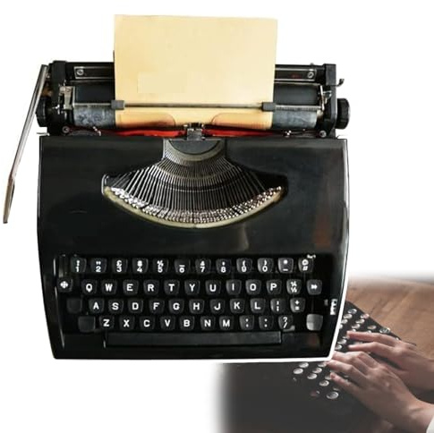 Bärbar manuell skrivmaskin, klassisk retro gammal skrivmaskin, Vintage manuell skrivmaskin, lätt att använda, för anteckningar eller bokstäver