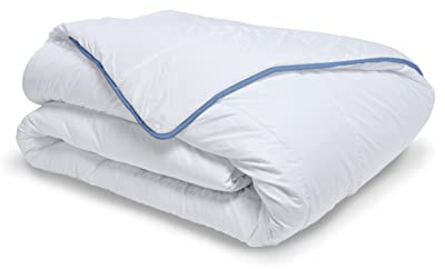 Bleu Calin Couette Chaude Signature 140x200 cm pour Lit 1 Personne 90x190 cm, Édredon 350g/m², Couette en Microfibre Ultra Douce, Fabriquée en France, Blanc