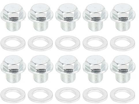 X AUTOHAUX 10 Satz M12x1.25 Ölablassschraube mit Dichtring Metall Motor Ölwanne Ablassschraube Silber