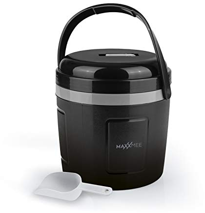 MAXXMEE Eiswürfelbehälter | Mit Eisschaufel und praktischem Tragegriff | 4,5 l Füllmenge | Eiswürfel bleiben bis zu 24 Stunden lang erhalten [Schwarz]