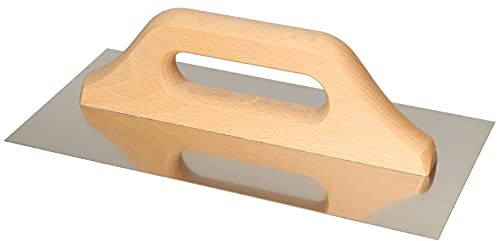 KOTARBAU® Truelle de lissage en acier inoxydable 270 x 130 mm avec manche en bois