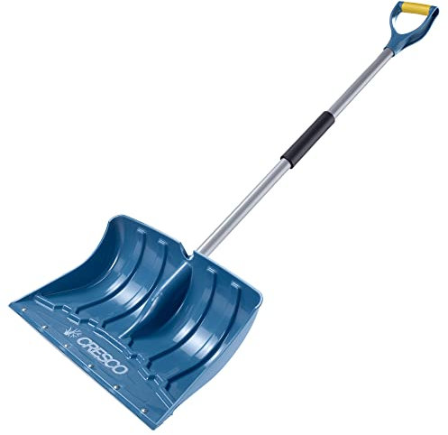 CRESCO Heavy Duty Snow Shovel - 1.3m | Steel Bladed Plastic Shovel With Handle | Engineered Plastic Scoop Suitable for Ice, Snow, Car Driveway Grit, Salt Spreader or Gardening Equipment | Blue