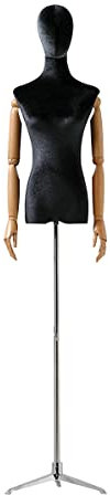 YAWEDA Schneiderpuppe Damenbüste Samt Büste Klassisches Schwarz Metallstativ Mit Armen (Color : Silver, Size : M/Medium)