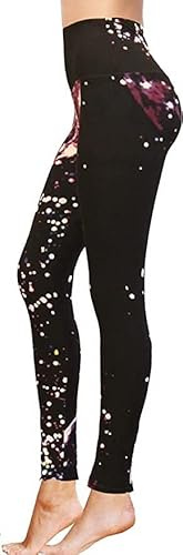 High Waisted Full Length Workout Not See Through Leggings Capri Shorts Soft Stretchy(S-M, Galaxy)