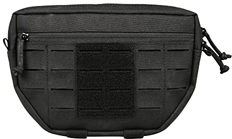 Taktische Tasche Fronttasche mit Klettverschluss befestigen 3 Farbe Admin Webbing MOLLE System Tasche mit Doppel-Reißverschluss Dump Beutel mit Mesh-Tasche Gummiband innen 9 ×5.9 ×1.3(Shwarz)