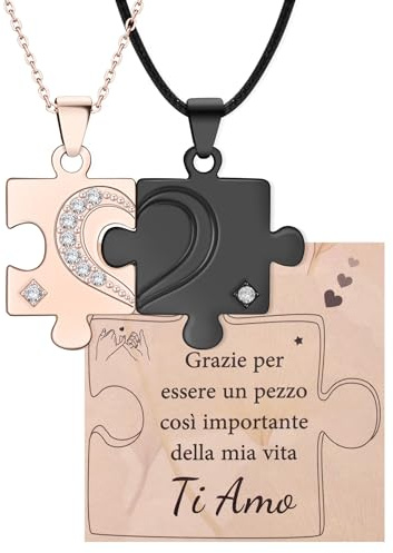 Cheerslife Idee Regali Coppia San Valentino - Collana Coppia Lui Lei Originale Puzzle Regalo Coppie Donna Uomo - Regali per Lui Lei Anniversario Compleanno Regalo Fidanzato Fidanzata Marito Moglie