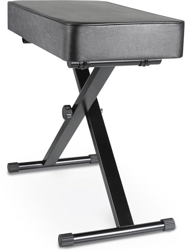 MAMIZO Sgabello per pianoforte, regolabile in altezza 50-56 cm, con cuscino in poliuretano 8 cm X, per tastiera pieghevole, nero