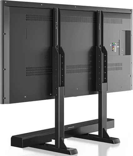 TVON Support TV de Table avec Pieds de TV Réglables en Hauteur, Base de Support TV avec Gestion des Câbles pour Téléviseurs 37 à 86 Pouces, Pieds en Acier Supportent jusqu'à 68 KG, VESA Max 800x600mm
