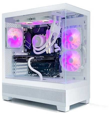 INFOMAX | PC Gamer Rainbow, PC Gaming Blanc - Processeur Core i7 • NVIDIA RTX 5060 Ti 8 GO • RAM DDR4 16 GO RGB • SSD 1 to • WiFi • Boîtier ARGB • Watercooling • FREEOS